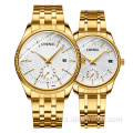 Hot 069 CHENXI All Gold Couple Watch Reloj de cuarzo con calendario simple y hermoso a la moda